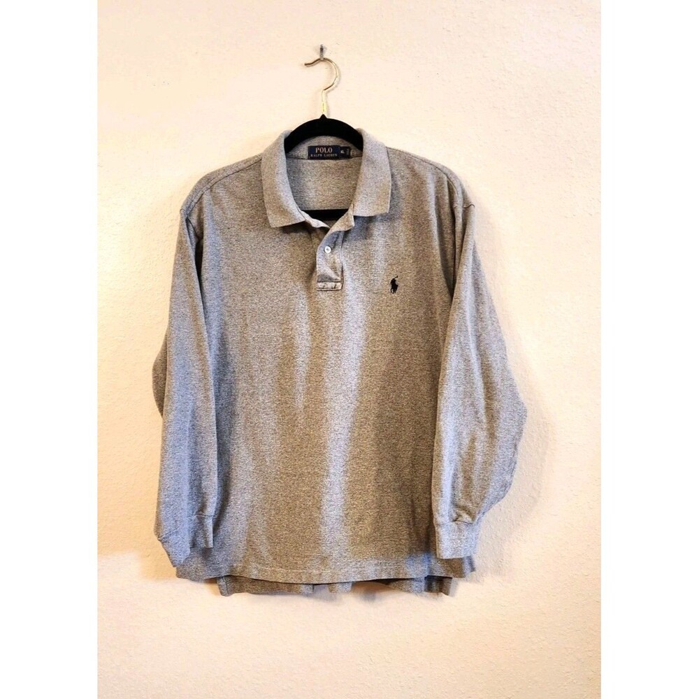 Polo Ralph Lauren Long Sleeve Polo Shirt in Heather Gray Size XL Blue Label